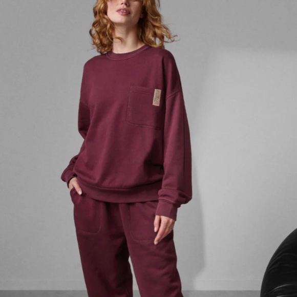 LUNYA BNWT Silksweats™ Reversible Pocket Sweatshirt in Calliope Wine Size L - Picture 3 of 6